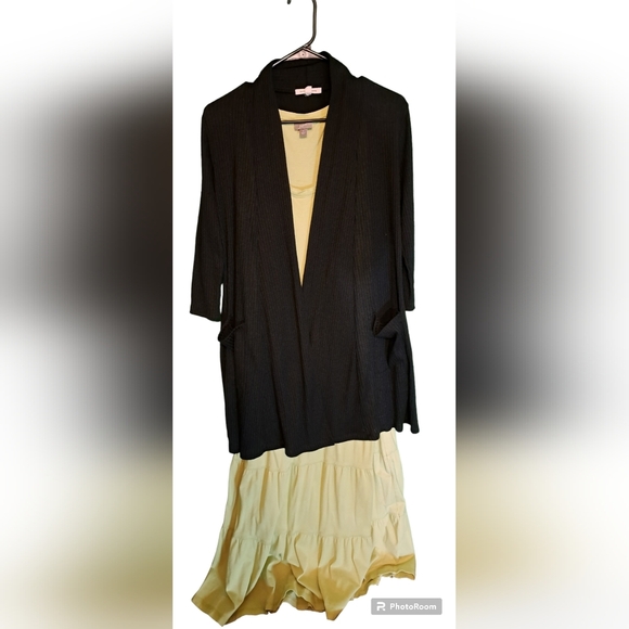 J. Jill Dresses & Skirts - Black Cardigan over a yellow dress.